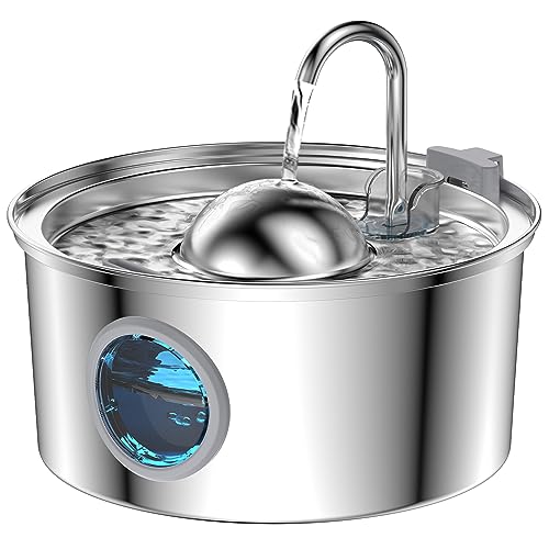 Katzenbrunnen - 3.2L Trinkbrunnen für Katze - Katzenbrunnen für Katzen Edelstahl - Transparentes Fenster - Hemisphärisches Design - Mehrfach-Filterung - Geräuscharme Pumpe - Liefert fließendes Wasser Katzenbrunnen - 3.2L Trinkbrunnen für Katze - Katzenbrunnen für Katzen Edelstahl - Transparentes Fenster - Hemisphärisches Design - Mehrfach-Filterung - Geräuscharme Pumpe - Liefert fließendes Wasser von AONBOY