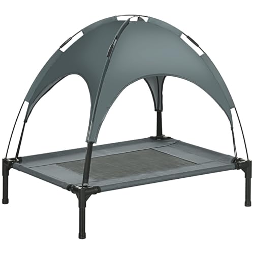 AONETIGER Hundeliege Outdoor mit Dach, erhöhte, atmungsaktive Taftstoffliege in Grau 76x61x73cm für komfortable Tierhaltung von AONETIGER