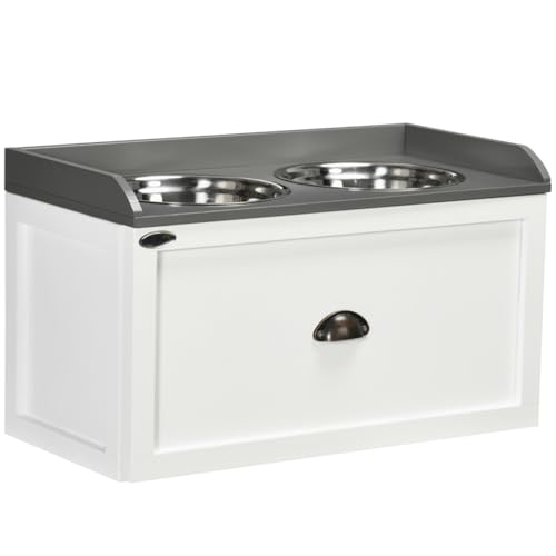 AONETIGER Hundenapf mit Schublade 2x2L Futternapf erhöht Edelstahl Futterstation für Katzen und Hunde in Weiß AONETIGER Hundenapf mit Schublade 2x2L Futternapf erhöht Edelstahl Futterstation für Katzen und Hunde in Weiß von AONETIGER