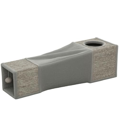 AONETIGER Katzentunnel, Katzenspielzeug mit Spielball, Katzenhöhle, Faltbarer Spieltunnel aus Sisal, Kombiniertes Design, Braun+Grau, 98 x 30 x 30 cm AONETIGER Katzentunnel, Katzenspielzeug mit Spielball, Katzenhöhle, Faltbarer Spieltunnel aus Sisal, Kombiniertes Design, Braun+Grau, 98 x 30 x 30 cm von AONETIGER
