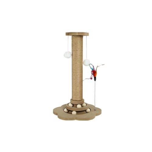 AONETIGER Kratzbaum für Katzen Kratzpfosten Klettergerüst Mit Spielstab Und 2 Sisalbällen Robust Sisalsäule Spielzeug (24 * 46,Dichteplatte) von AONETIGER