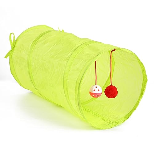 AONYAYBM Grüner Katzentunnel, Faltbare, Große Katzenröhre, Crinkle-Design, Langlebige Katzentunnel für das Training von Katzen Im Innenbereich, Langlebige, Tragbare Katzenröhren und Tunnel mit Ballspi von AONYAYBM