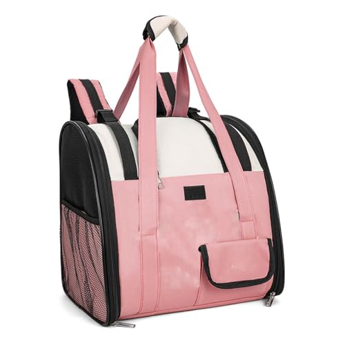 AONYAYBM Katzenrucksack-Tragetasche, Große Kapazität, Atmungsaktiv, Tragbar, für Kleine Tiere, Katzentrage-Rucksack, Handtasche für Haustierausflüge, Reisen, Wandern, Netzrucksäcke für(Rosa) von AONYAYBM