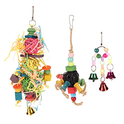 AONYAYBM Multifunktionales Vogelspielzeug, buntes hängendes Papageienspielzeug mit Glocken, lindert Langeweile, Kauspielzeug für Papageien, Vogelspielzeug für Papageien, Vogelspielzeug, weit von AONYAYBM
