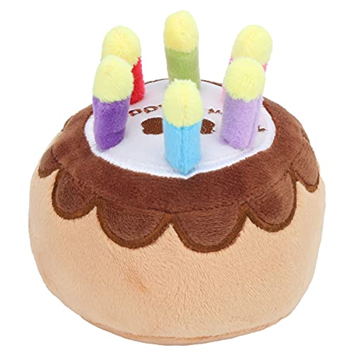 AONYAYBM Plüsch-Geburtstagskuchenspielzeug, Quietschendes Spielzeug für Hunde, Interaktives Kerzen-Geburtstagskuchenspielzeug, Kauspielzeug für Hunde, Tragbares Quietschendes Hundespielzeug, Stofftier von AONYAYBM