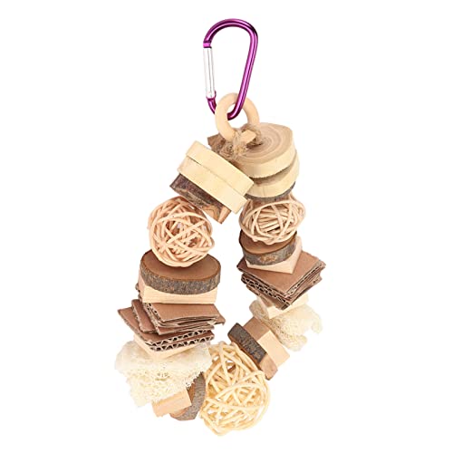 AONYAYBM Vogelspielzeug aus Holz mit Rattankugeln, Luffa-Karton, Hängendes Papageienspielzeug, Kauendes Lustiges Papageienspielzeug, Vogelspielzeug für Papageien, Vogelspielzeug für Nymphensittiche, W von AONYAYBM