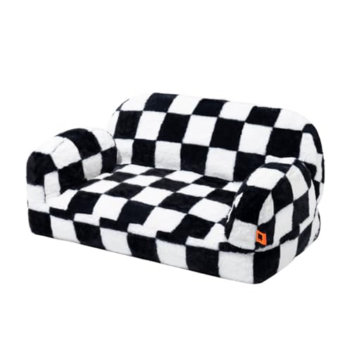 AONYAYBM Weiches, Bequemes Katzenschlafsofa, Hundeschlafsofa mit Großem Platz, Katzensofa für Winterwärme, Abnehmbares Haustiersofa, Rutschfestes Hundecouchbett,(Doppelsitz, Schwarz und Weiß) von AONYAYBM