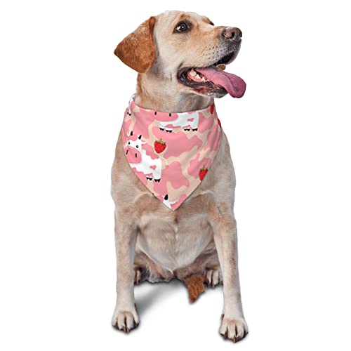 Erdbeer-Kuhmilch-Hundehalstuch, Haustier-Schal, dreieckiges Lätzchen, für Jungen und Mädchen, verstellbares Kopftuch, Zubehör für kleine, mittelgroße und große Welpen von AOOEDM