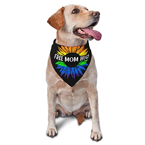 Free Mom Hugs LGBTQ Pride Month Frühlings-Hundehalstuch für Jungen, großes Welpen-Kopftuch, verstellbare weiche Dreiecks-Lätzchen, Zubehör für kleine, mittelgroße und große Hunde, Katzen, Weiß von AOOEDM