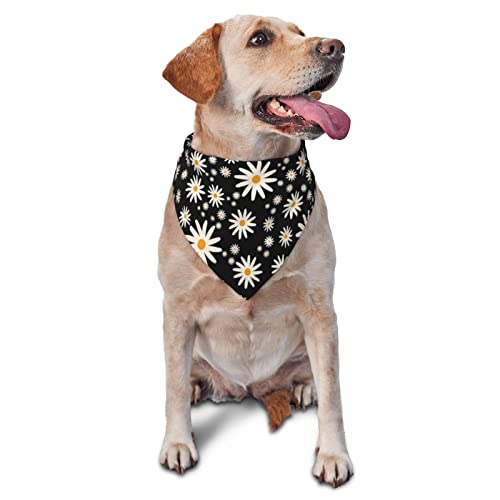Gänseblümchen-Blumendruck-Hundehalstuch, Haustier-Schal, dreieckiges Lätzchen, für Jungen und Mädchen, verstellbares Halstuch, Zubehör für kleine, mittelgroße und große Welpen Gänseblümchen-Blumendruck-Hundehalstuch, Haustier-Schal, dreieckiges Lätzchen, für Jungen und Mädchen, verstellbares Halstuch, Zubehör für kleine, mittelgroße und große Welpen von AOOEDM