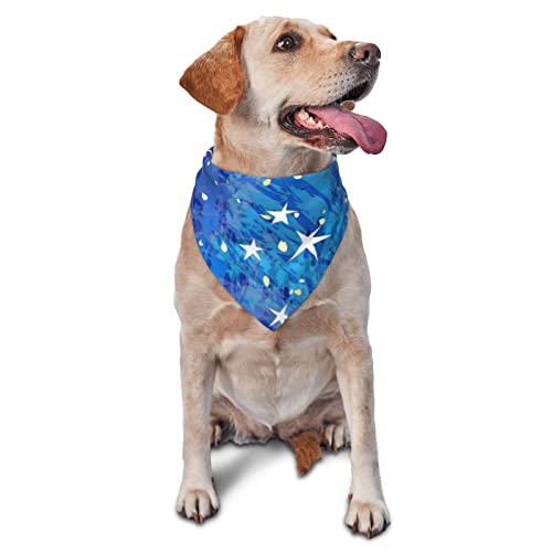 Galaxy Universe Blue Spring Hunde-Bandanas für Jungen und große Welpen, verstellbares weiches Dreiecks-Lätzchen, Zubehör für kleine, mittelgroße und große Hunde, Katzen, Weiß von AOOEDM