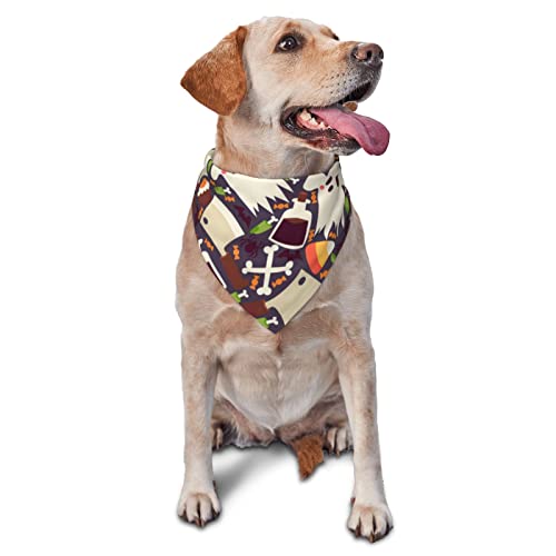 Halloween-Hundehalstuch mit gruseligem Muster, Frühlings-Hundehalstuch für Jungen, großes Welpen-Kopftuch, verstellbares weiches Dreiecks-Lätzchen, Zubehör für kleine, mittelgroße und große Hunde, Ka von AOOEDM