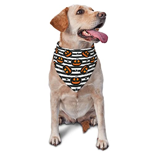 Halloween-Kürbis-Muster-Druck, Frühlings-Hundehalstuch, für Jungen, großes Welpen-Kopftuch, verstellbare, weiche Dreiecks-Lätzchen, Zubehör für kleine, mittelgroße und große Hunde, Katzen, Weiß Halloween-Kürbis-Muster-Druck, Frühlings-Hundehalstuch, für Jungen, großes Welpen-Kopftuch, verstellbare, weiche Dreiecks-Lätzchen, Zubehör für kleine, mittelgroße und große Hunde, Katzen, Weiß von AOOEDM