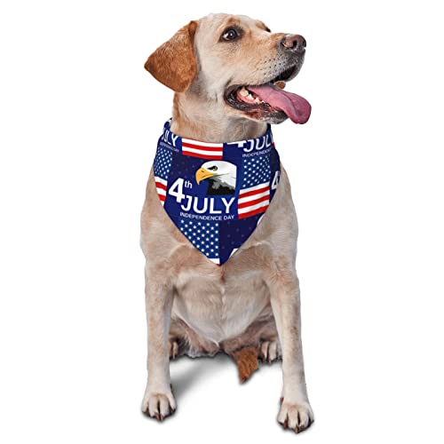 Happy 4th of July Independence Day Hunde-Bandanas, Haustier-Schal, dreieckiges Lätzchen, für Jungen und Mädchen, verstellbares Kopftuch, Zubehör für kleine, mittelgroße und große Welpen von AOOEDM