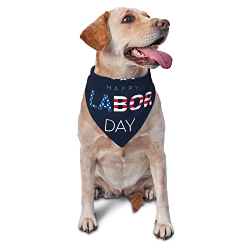 Happy Labor Day Hunde-Bandanas, Haustier-Schal, dreieckiges Lätzchen, Katzen, verstellbares Kopftuch, Zubehör für kleine, mittelgroße und große Welpen von AOOEDM