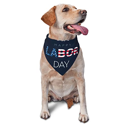 Happy Labor Day Hunde-Bandanas, Haustier-Schal, dreieckiges Lätzchen, Katzen, verstellbares Kopftuch, Zubehör für kleine, mittelgroße und große Welpen Happy Labor Day Hunde-Bandanas, Haustier-Schal, dreieckiges Lätzchen, Katzen, verstellbares Kopftuch, Zubehör für kleine, mittelgroße und große Welpen von AOOEDM