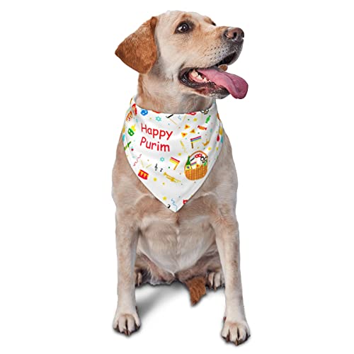 Happy Purim Day Hunde-Bandanas, Haustier-Schal, dreieckiges Lätzchen, Katzen, verstellbares Kopftuch, Zubehör für kleine, mittelgroße und große Welpen von AOOEDM