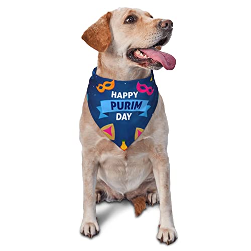Happy Purim Day Hunde-Bandanas, Haustier-Schal, dreieckiges Lätzchen, Katzen, verstellbares Kopftuch, Zubehör für kleine, mittelgroße und große Welpen Happy Purim Day Hunde-Bandanas, Haustier-Schal, dreieckiges Lätzchen, Katzen, verstellbares Kopftuch, Zubehör für kleine, mittelgroße und große Welpen von AOOEDM