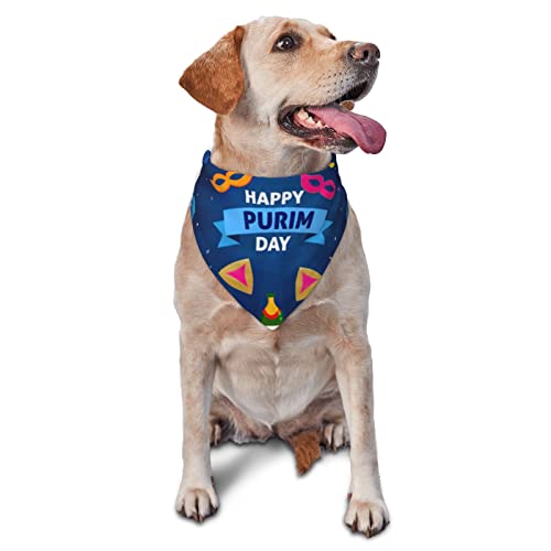 Happy Purim Day Hunde-Bandanas, Haustier-Schal, dreieckiges Lätzchen, für Jungen und Mädchen, verstellbares Kopftuch, Zubehör für kleine, mittelgroße und große Welpen Happy Purim Day Hunde-Bandanas, Haustier-Schal, dreieckiges Lätzchen, für Jungen und Mädchen, verstellbares Kopftuch, Zubehör für kleine, mittelgroße und große Welpen von AOOEDM