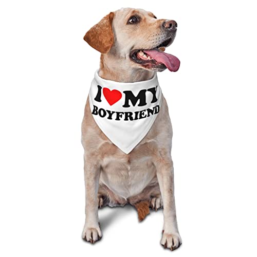 Hunde-Bandanas „I Love My Hot Boyfriend“, Haustier-Schal, dreieckiges Lätzchen, für Jungen und Mädchen, verstellbares Kopftuch, Zubehör für kleine, mittelgroße und große Welpen von AOOEDM