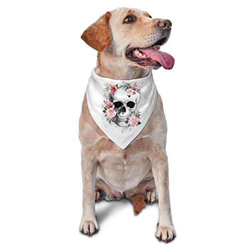 Hunde-Bandanas mit Blumen- und Totenkopf-Motiv, Haustier-Schal, dreieckiges Lätzchen, Katzen, verstellbares Kopftuch, Zubehör für kleine, mittelgroße und große Welpen von AOOEDM