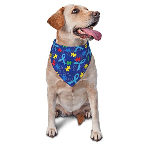 Hunde-Bandanas mit Farbpuzzle-Autismus-Störungsmuster, Haustier-Schal, dreieckiges Lätzchen, Katzen, verstellbares Kopftuch, Zubehör für kleine, mittelgroße und große Welpen Hunde-Bandanas mit Farbpuzzle-Autismus-Störungsmuster, Haustier-Schal, dreieckiges Lätzchen, Katzen, verstellbares Kopftuch, Zubehör für kleine, mittelgroße und große Welpen von AOOEDM