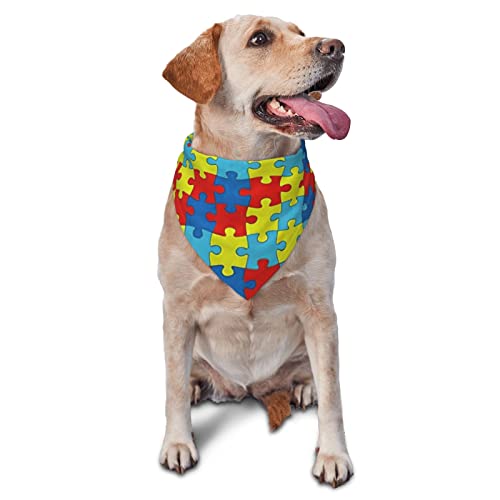Hunde-Bandanas mit Farbpuzzle-Autismus-Störungsmuster, Haustier-Schal, dreieckiges Lätzchen, Katzen, verstellbares Kopftuch, Zubehör für kleine, mittelgroße und große Welpen Hunde-Bandanas mit Farbpuzzle-Autismus-Störungsmuster, Haustier-Schal, dreieckiges Lätzchen, Katzen, verstellbares Kopftuch, Zubehör für kleine, mittelgroße und große Welpen von AOOEDM