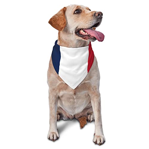 Hunde-Bandanas mit französischer Flagge, Frühling, für Jungen, große Welpen, Kopftuch, verstellbar, weich, dreieckig, Lätzchen, Zubehör für kleine, mittelgroße und große Hunde, Katzen, Weiß von AOOEDM