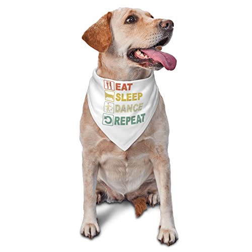 Hundehalstuch „Eat Sleep Dance Repeat im Frühling, für Jungen, große Welpen, Kopftuch, verstellbar, weich, dreieckig, Lätzchen, Zubehör für kleine, mittelgroße und große Hunde, Katzen, Weiß von AOOEDM