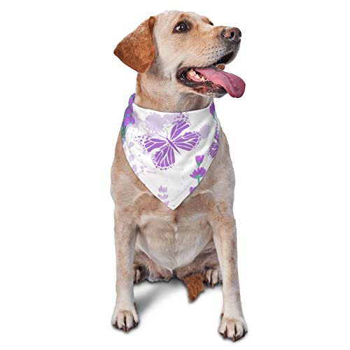 Lavendelblüten-Aquarell-Frühlings-Hundehalstuch für Jungen, großes Welpen-Kopftuch, verstellbares, weiches Dreiecks-Lätzchen, Zubehör für kleine, mittelgroße und große Hunde, Katzen, Weiß von AOOEDM