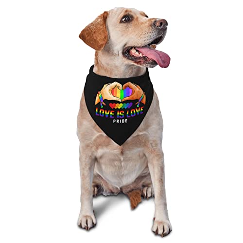 Love is Love Heart LGBT Pride Frühlings-Hundehalstuch für Jungen, großes Welpen-Kopftuch, verstellbares weiches Dreiecks-Lätzchen, Zubehör für kleine, mittelgroße und große Hunde, Katzen, Weiß von AOOEDM