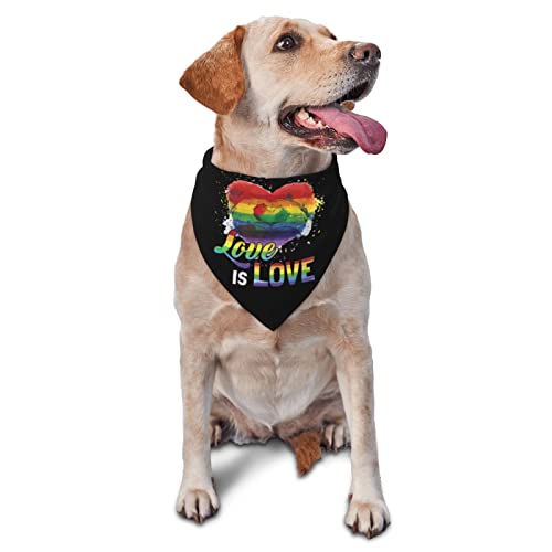 Love is Love Heart LGBT Pride Frühlings-Hundehalstuch für Jungen, großes Welpen-Kopftuch, verstellbares weiches Dreiecks-Lätzchen, Zubehör für kleine, mittelgroße und große Hunde, Katzen, Weiß von AOOEDM