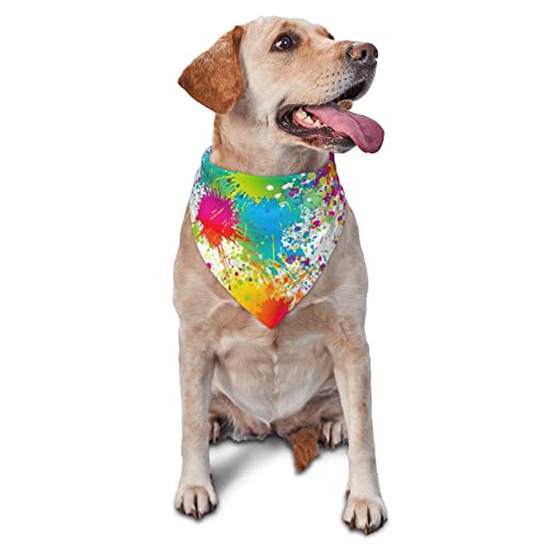 Lustige Farbtropfen-Spritzer, Bunte Hunde-Bandanas, Haustier-Schal, dreieckiges Lätzchen, für Jungen und Mädchen, verstellbares Halstuch, Zubehör für kleine, mittelgroße und große Welpen Lustige Farbtropfen-Spritzer, Bunte Hunde-Bandanas, Haustier-Schal, dreieckiges Lätzchen, für Jungen und Mädchen, verstellbares Halstuch, Zubehör für kleine, mittelgroße und große Welpen von AOOEDM