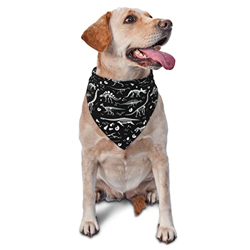 Schwarz-weißes Dinosaurier-Skelett-Muster, Hunde-Bandanas, Haustier-Schal, dreieckiges Lätzchen, für Jungen und Mädchen, verstellbares Halstuch, Zubehör für kleine, mittelgroße und große Welpen von AOOEDM