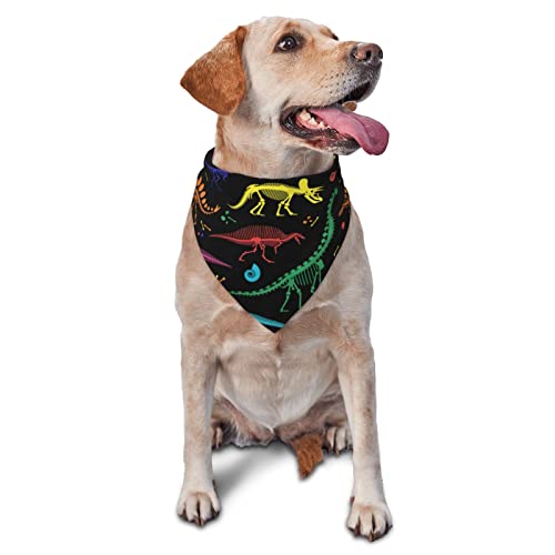 Schwarz-weißes Dinosaurier-Skelett-Muster, Hunde-Bandanas, Haustier-Schal, dreieckiges Lätzchen, für Jungen und Mädchen, verstellbares Halstuch, Zubehör für kleine, mittelgroße und große Welpen von AOOEDM