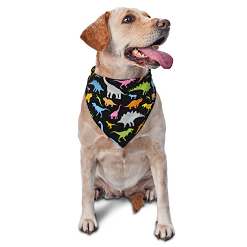 Schwarz-weißes Dinosaurier-Skelett-Muster, Hunde-Bandanas, Haustier-Schal, dreieckiges Lätzchen, für Jungen und Mädchen, verstellbares Halstuch, Zubehör für kleine, mittelgroße und große Welpen Schwarz-weißes Dinosaurier-Skelett-Muster, Hunde-Bandanas, Haustier-Schal, dreieckiges Lätzchen, für Jungen und Mädchen, verstellbares Halstuch, Zubehör für kleine, mittelgroße und große Welpen von AOOEDM