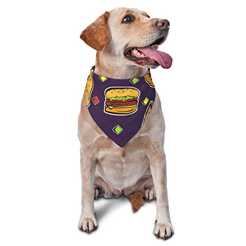 Taco Hamburger Hot Dog Muster Frühlings-Hundehalstuch für Jungen, großes Welpen-Kopftuch, verstellbares, weiches Dreiecks-Lätzchen, Zubehör für kleine, mittelgroße und große Hunde, Katzen, Weiß von AOOEDM