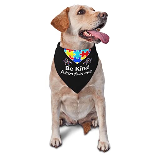 Weiß Be Kind Autism Awareness Spring Hundehalstuch für Jungen, großes Welpenhalstuch, verstellbares, weiches Dreieckslätzchen, Zubehör für kleine, mittelgroße und große Hunde und Katzen von AOOEDM