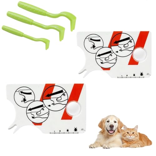 AOOGON 2 Stück Zeckenkarte für Mensch Hund Katze mit Lupe AOOGON 2 Stück Zeckenkarte für Mensch Hund Katze mit Lupe von AOOGON