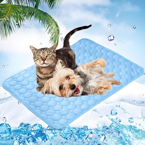 AOOGON Kühlmatte für Hunde Katzen, Selbstkühlende Hundematte, Haustier Waschbar Kühldecke für Matte, Drinnen, Draußen und Auto (Blue) von AOOGON