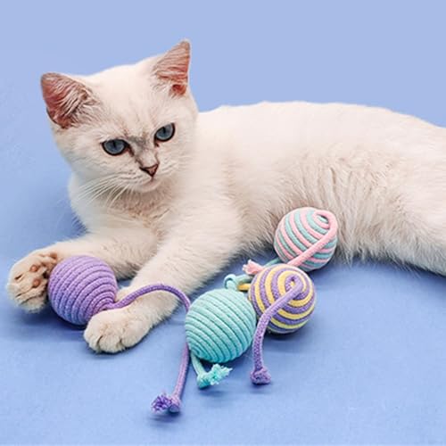 AOOOWER Baumwollseile Kugel Katzen Spielzeug Interaktion Teaser Selbst Necken Aktive Übungsaktivität Unterhaltung 6pcs Katzen Sisal Bälle von AOOOWER
