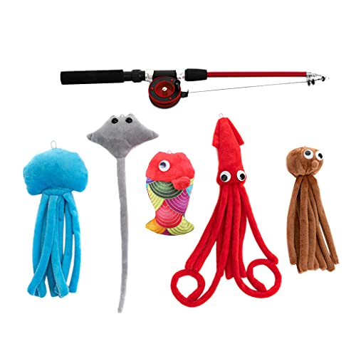 AOOOWER Einziehbares Interaktives Teaser Zauberstab Kauset Nachfüllungen Für Octopus Jellyf Toy Wandaufsatz von AOOOWER