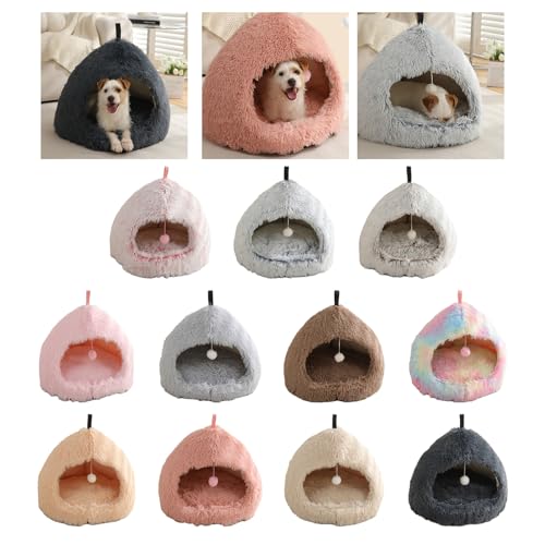 AOOOWER Katzen Höhlenhaus Langer Winterhund Ruhen Sie Warme Lebensräume Abnehmbare Baumwollkissen Für Verschiedene Kleine Hundes Weiches Plüschbett Für Den Winter von AOOOWER