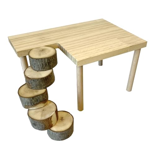 Hamster-Kletterplattform aus Holz mit Leiter für kleine Haustiere zum Schleifen und Springen Spielzeug für Eichhörnchen, Rennmäuse, Chinchillas Hamster-Kletterplattform aus Holz mit Leiter für kleine Haustiere zum Schleifen und Springen Spielzeug für Eichhörnchen, Rennmäuse, Chinchillas von AOOOWER