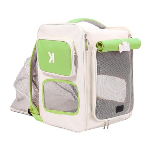 Haustier-Rucksack, weich, großes Fassungsvermögen, mit Fenster, atmungsaktive Haustier-Tragetasche, Sightseeing-Tasche Haustier-Rucksack, weich, großes Fassungsvermögen, mit Fenster, atmungsaktive Haustier-Tragetasche, Sightseeing-Tasche von AOOOWER