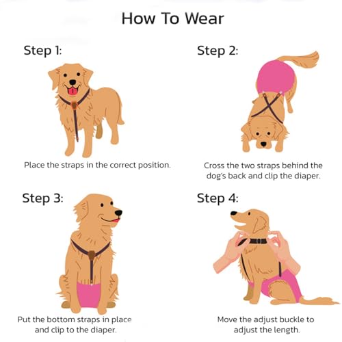 Haustierwindelbefestigungselemente Mit Einstellbarer Länge Für Kleine Bis Große Haustiere Welpe Sanitär Pantie Anti Rutsch Hosenträger Gurte Hund Hosspanner Haustier Befestigungsmittel Hund Bauch von AOOOWER