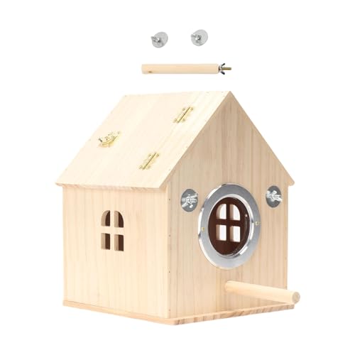 Vogel-Nistkasten aus Naturholz für den Außenbereich, Dekoration für Papageien, Vogelhäuser für Balkon oder Garten Vogel-Nistkasten aus Naturholz für den Außenbereich, Dekoration für Papageien, Vogelhäuser für Balkon oder Garten von AOOOWER