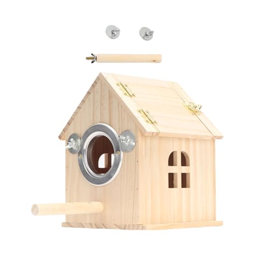 Vogel-Nistkasten aus Naturholz für den Außenbereich, Dekoration für Papageien, Vogelhäuser für Balkon oder Garten Vogel-Nistkasten aus Naturholz für den Außenbereich, Dekoration für Papageien, Vogelhäuser für Balkon oder Garten von AOOOWER
