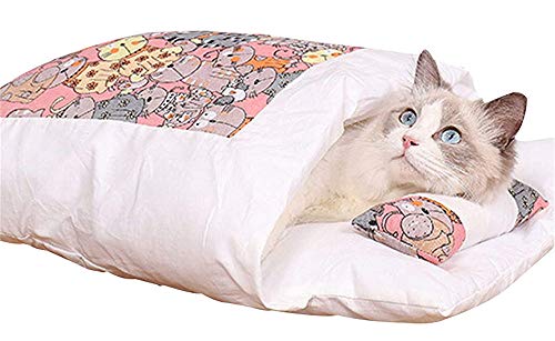 AOOPOO - Katzenschlafsack, abnehmbar, gepolstert, für den Innenbereich, für den Winter, für kleine Haustiere (L, B) von AOOPOO