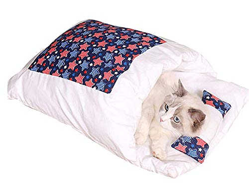 AOOPOO - Katzenschlafsack, abnehmbar, gepolstert, für den Innenbereich, für den Winter, für kleine Haustiere (L, D) von AOOPOO